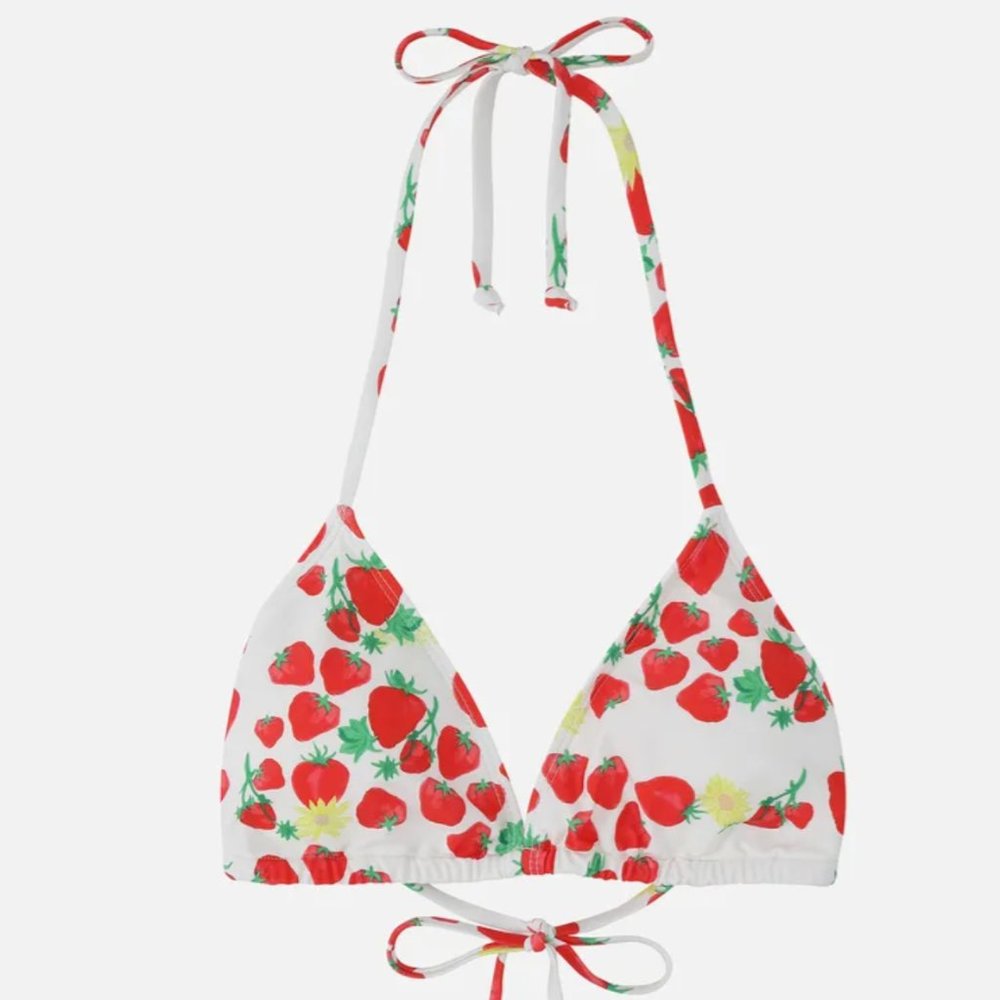 Helmstedt Strawberry Printed Triangle Bikini Size Medium